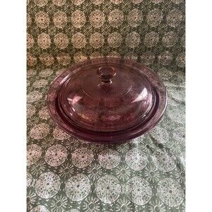 Corning Vision Cranberry 1 Quart Cookware Casserole Dish with Lid V-31-B